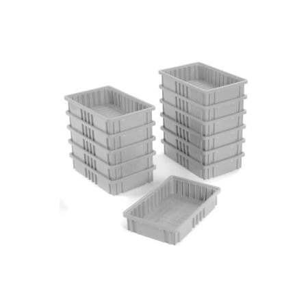 Quantum Storage Systems GEC 153; Plastic Dividable Grid Container DG92035, 16-1/2L x 10-7/8W x 3-1/2H, Gray, PK12 DG92035GY
